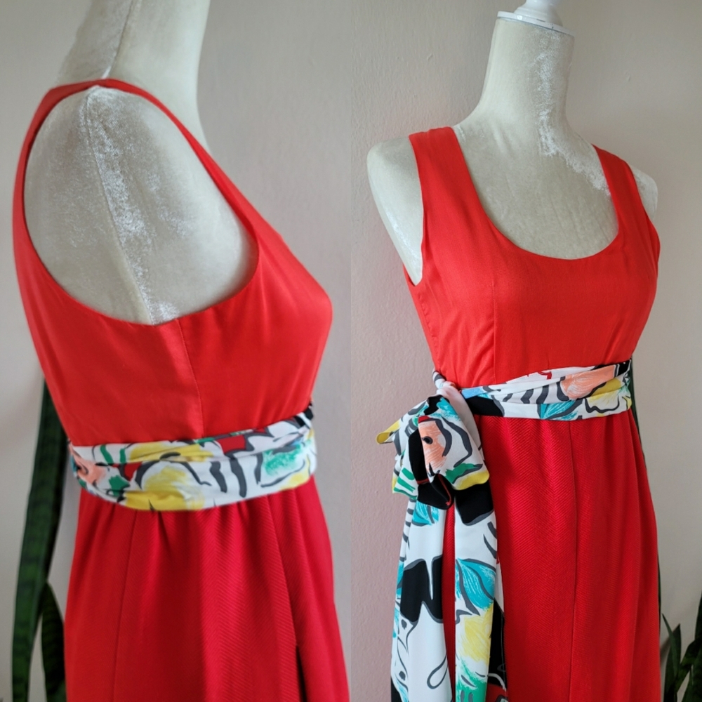 VTG 60s Mod Tangerine Disco Ball Dress - Picture 4 of 16